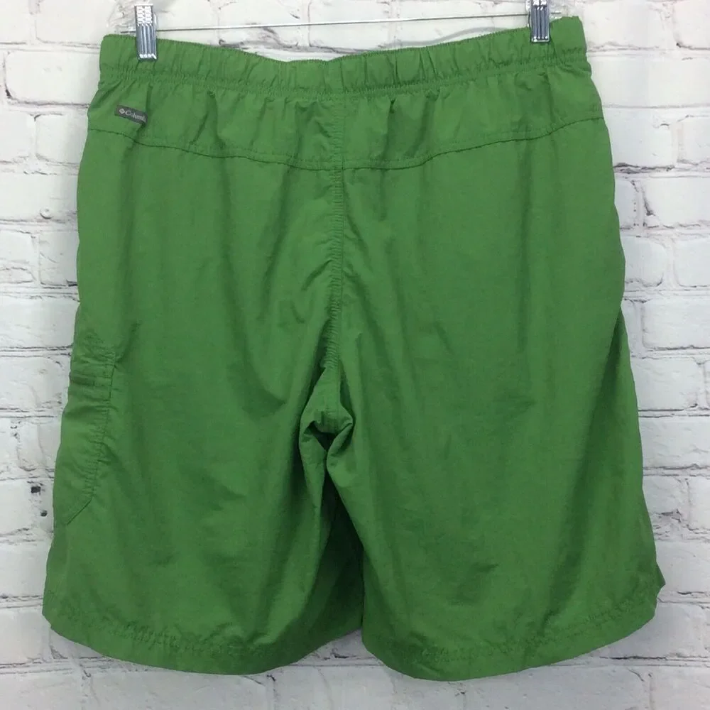 Columbia Swim Trunks Men's Size L Green Beach Cruise Lined Cargo Pockets Belted